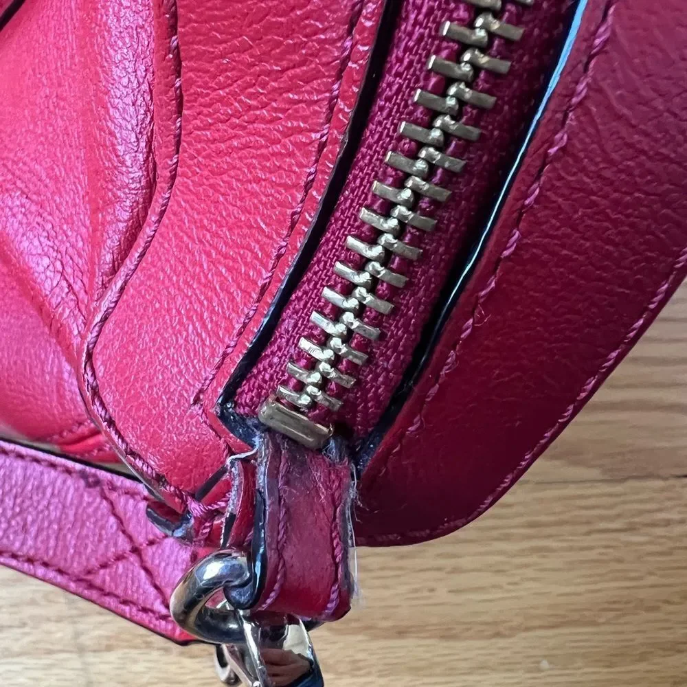 Kate Spade Allen St Raquel Satchel Red Leather Purse with Detachable Strap